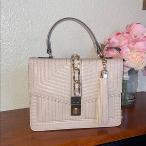 Aldo Beige Quilted Satchel with Tassel